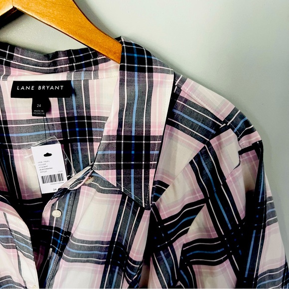 Lane Bryant Plaid Button Down Shirt NWT Size 24 - Picture 2 of 5